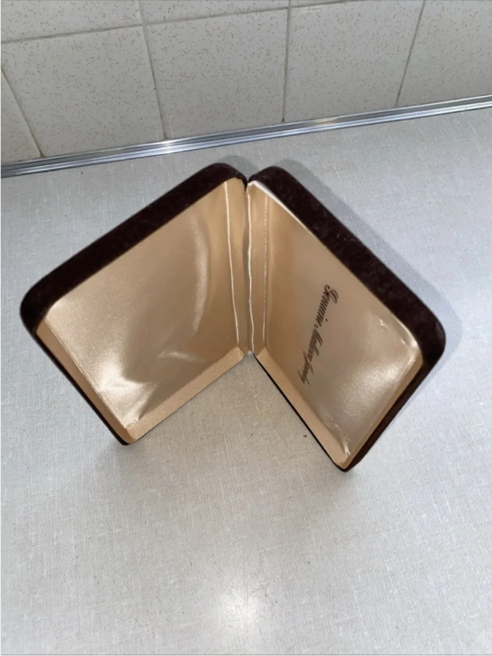 Mallorca Spain Original Velvet Brown jewelry Box ONLY Vintage